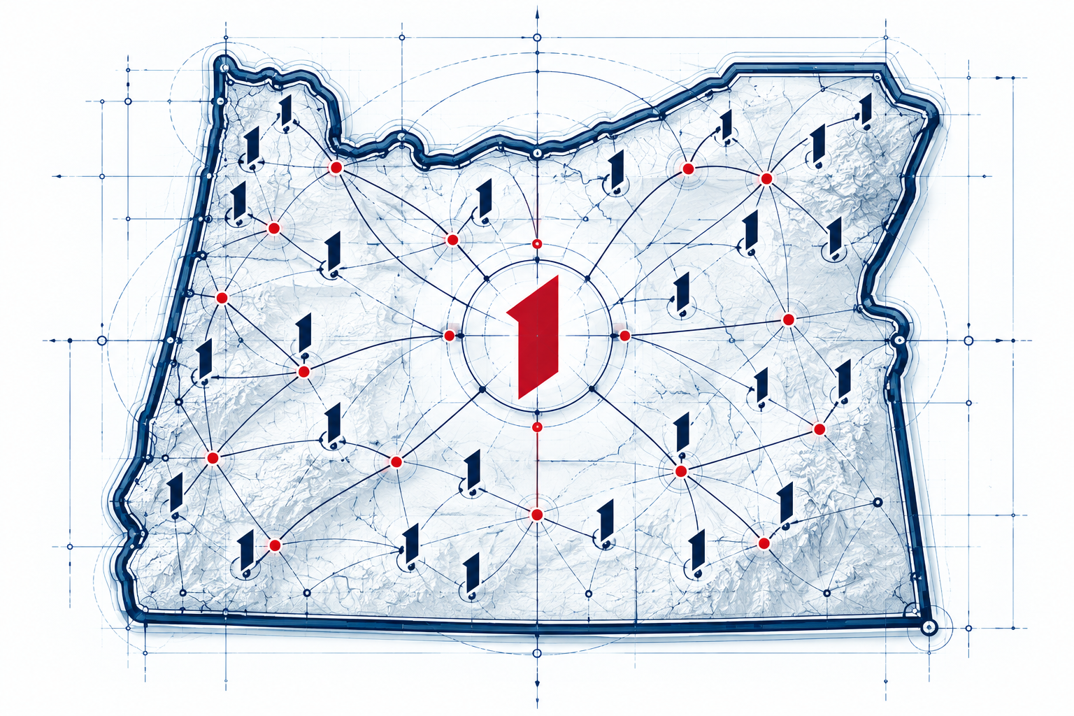 Blueprint-style Oregon network connecting people across the state